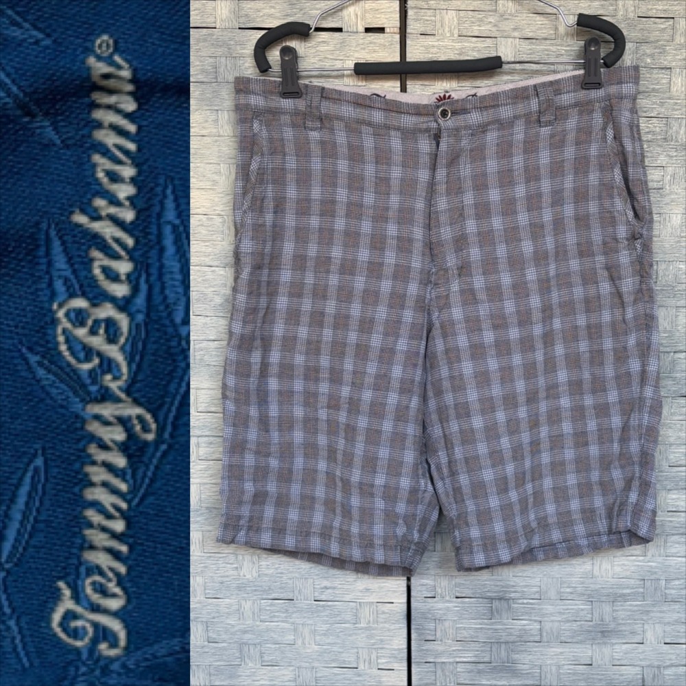 Tommy Bahama Mens Casual‎ Shorts 35 Plaid Linen Silk Blend
